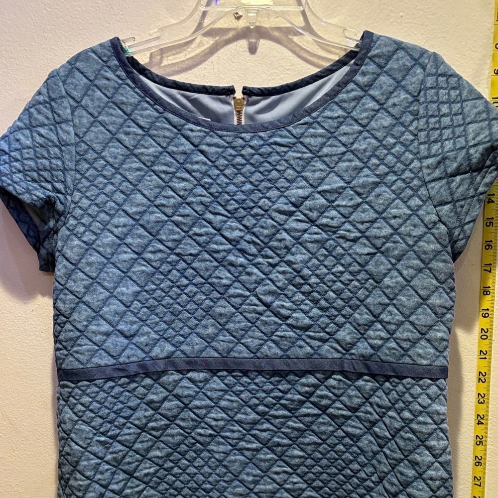 Sara Campbell Blue Quilted Short Sleeve Dress